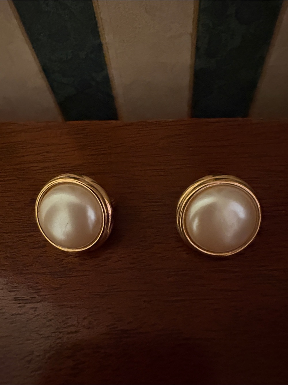 Gold Pearl Dome Clip-On Earrings - Classic Women's Jewelry